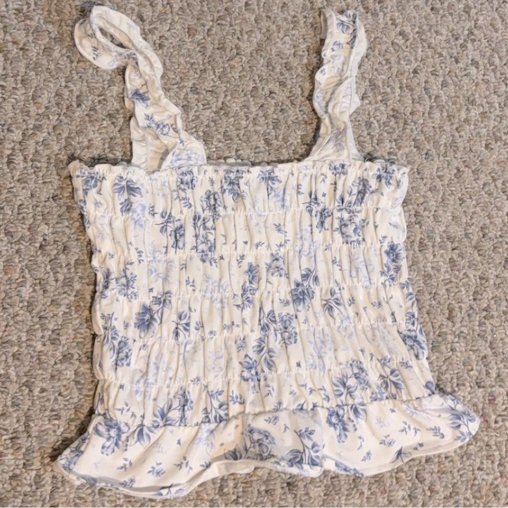 H&M Blue and White floral crop top